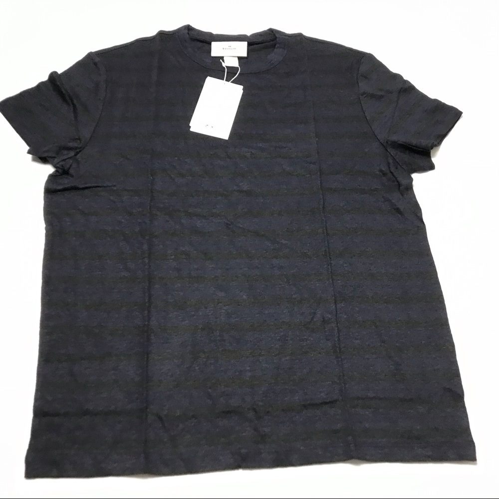 H & M Edition T-Shirt Mens L Black Blue Striped - Picture 5 of 5